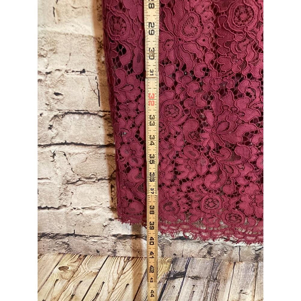 Bardot Lace Dress Womens XS Dark Mauve Midi‎ Bell Sleeve Romantic Off Shoulder - Picture 10 of 14